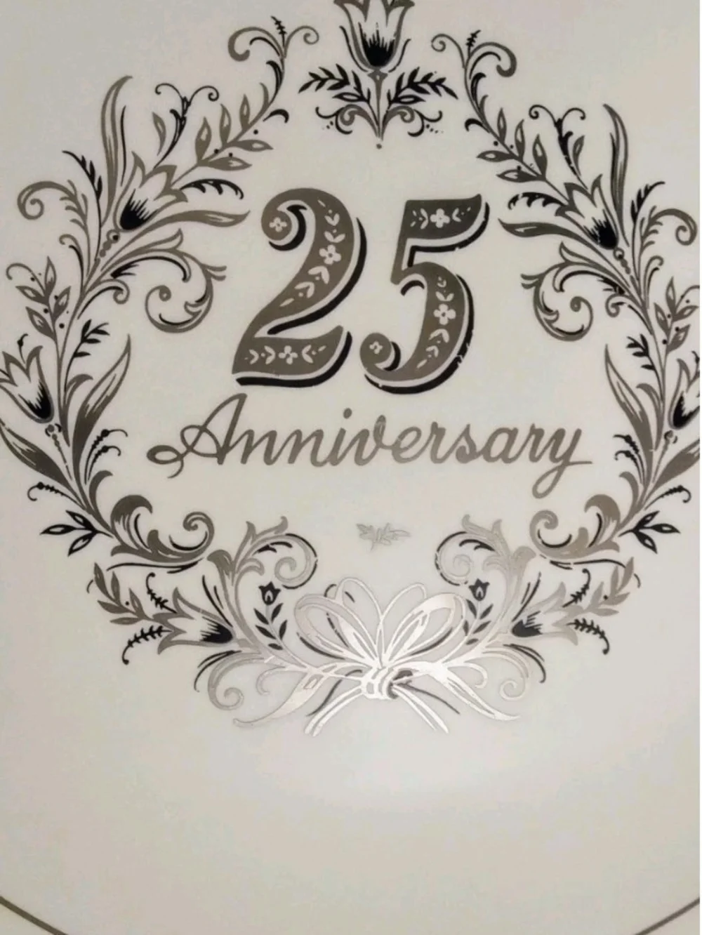 25th Anniversary 1960s  Silver Anniversary Vintage Large Plate 10